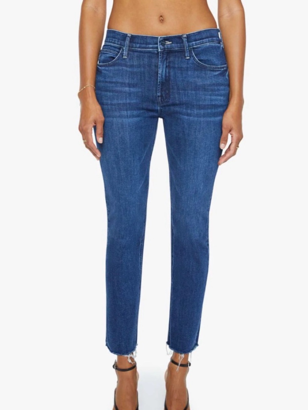 MOTHER High-Rise Skinny Jeans in Medium Indigo Blue